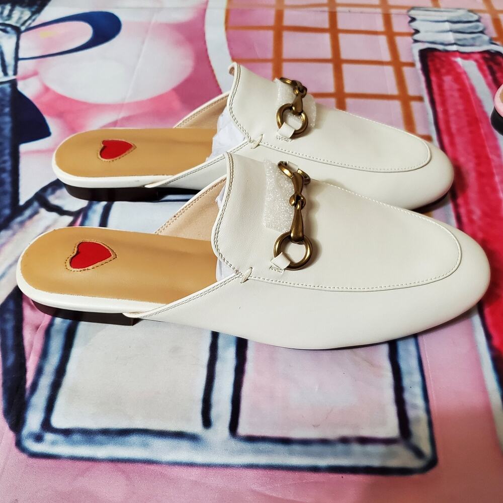 Women Mules Leather Slip On Mule Backless Low Heel Loafers Slide Slippers sz 9 - Picture 3 of 12